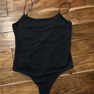 Nuuds Black Spaghetti Strap Bodysuit
